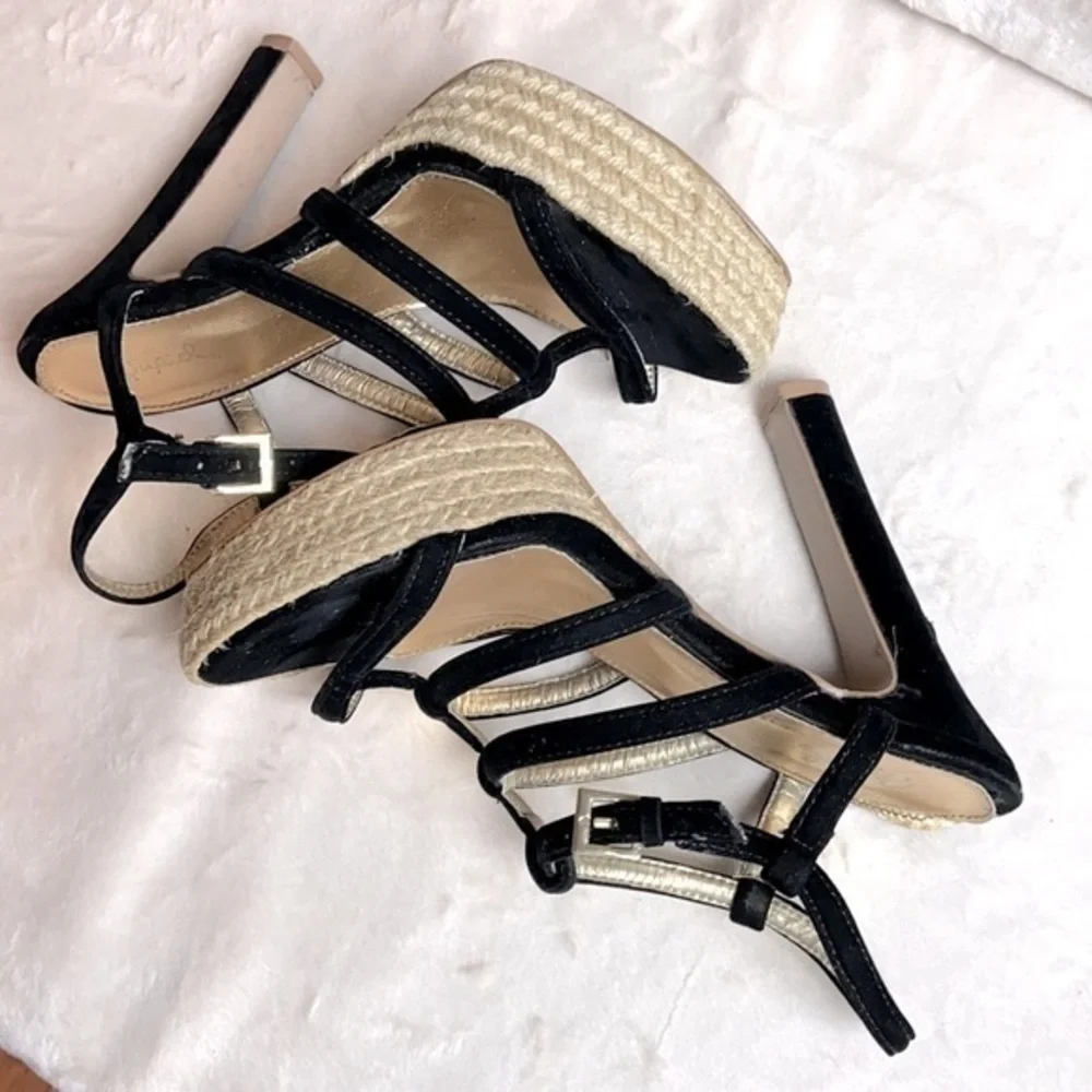 Qupid Bandage Suede Chunky Espadrille Platforms